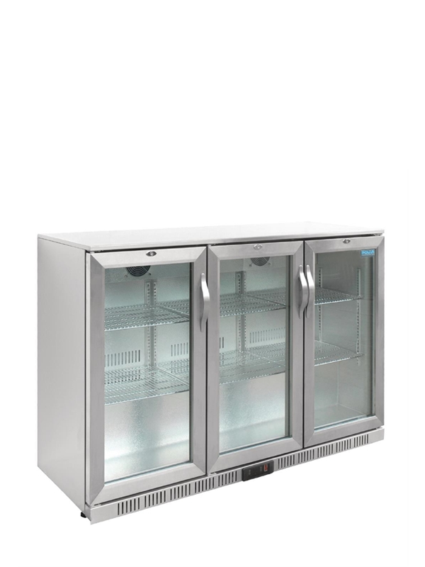 Polar Série G GL009 – Arrière-bar 3 portes pivotantes inox 330L pour stockage intensif